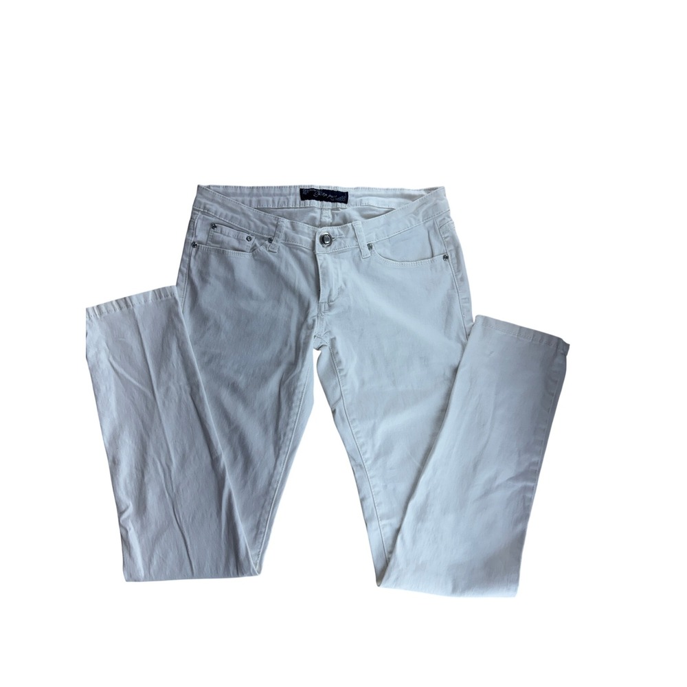 P&P Jeans Womens White Denim Jeans Y2K Pants Size 7/8 Fashion Style Cotton Blend